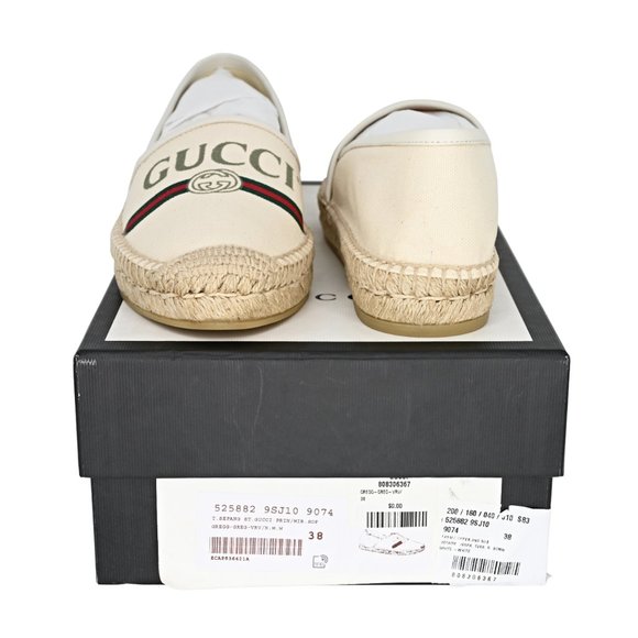 Gucci Women's Logo Print Canvas Espadrille Flats - Picture 10 of 12